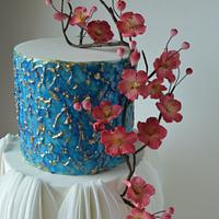 Modern blue and white cake