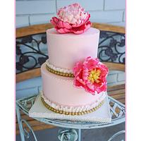 Peony blush spring themed cake