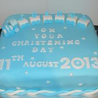 12inch square christening with train cake
