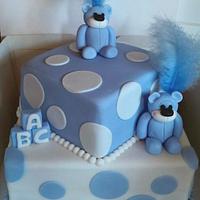 Twin boy Teddy Baby Shower cake