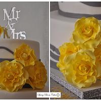 Yellow and Gray Wedding Cake