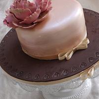 Peony Golden Wedding Anniversary Cake