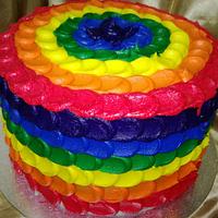 Rainbow Cake with petal piping