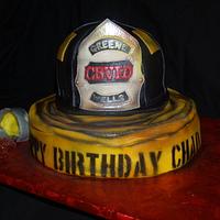 Fireman Helmet Cake with Hose