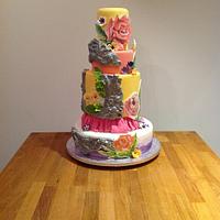 Bright and Bold Wedding Cake