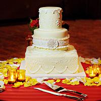 Yellow and Ivory wedding cake