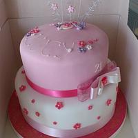 Lucys 21st two tier pink cake