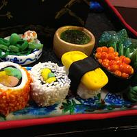 Japanese cold soba, sushi cake