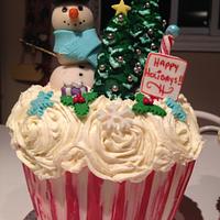 Snowman Happy Holidays Christmas Cake