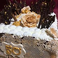 Golden wedding cakes