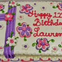 Whimsical pink & purple BC floral cake 