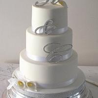 Diamante white wedding cake