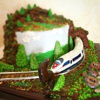 Hight speed train cake 