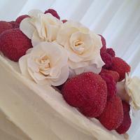 Buttercream and fresh fruit wedding cakes