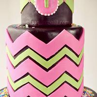 Chevrons & Hydrangeas - Bloggy B-Day Cake