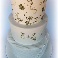 Olive green hand painted wedding cake