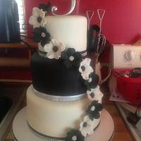 Black and white wedding cake