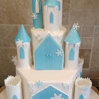 Frozen Castle Cake with hand made gumpaste Elsa, Anna, Olaf, Sven & Cristoff