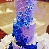 Blue Floral Wedding cake