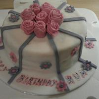 My first cake for my mums birthday.