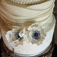 Lace and Ruffle Wedding Cake