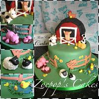 Farm themed first birthday cake with tutorial