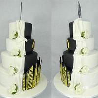 Split Themed Batman Wedding Cake