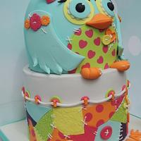 Bright Owl, Buttons and Patchwork