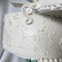 Elegant Wedding Cake with Gazebo and Stairs