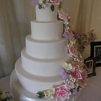 My Sister's Five tier floral Wedding cake..