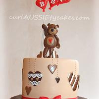 Balloon bear baby shower cake