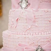 Pink vintage wedding cake