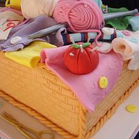 Knitting/Sewing Basket Cake