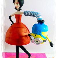 Gravity Defying Structured Cake : Upside Down Bob Minion & Scarlet Overkill!