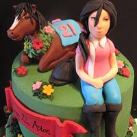 2 tier horse and rider cake 