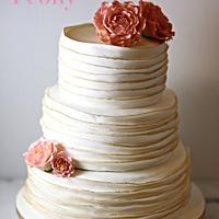 Peony and Frill Wedding Cake