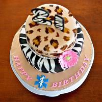 Zebra and leopard print cake