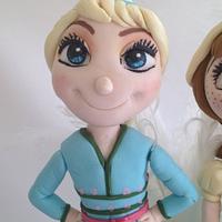 Frozen cake, Anna and Elsa as Children with Olaf x