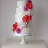 Doily Cascade Wedding Cake