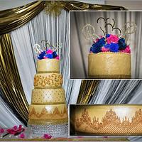 Gold indian wedding cake