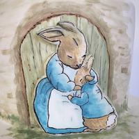 Watercolour Peter rabbit cake 
