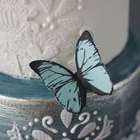 Lace and Butterfly Wedding Cake