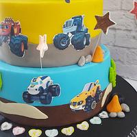 Blaze cartoon car cake