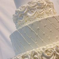 Buttercream Rosette and Quilt Wedding Cake