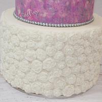 Pink and Silver Crackle Finish and Rose Bas-Relief Design