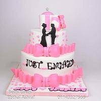 Pink engagement cake