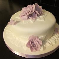 Purple Flowers & Butterflies Cake