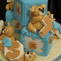 'Teddies Galore' and 'Alphabet Blocks' Christening Cake