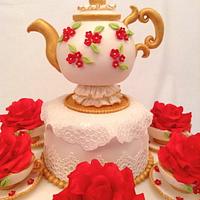 Teapot and Roses cake 
