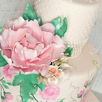 painted cake with peony
